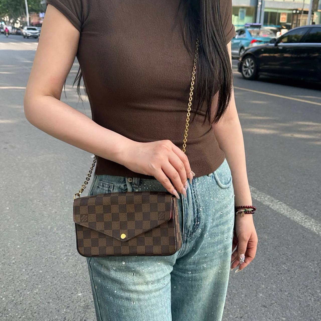 EDIT LV Damier Ebene Felicie Pochette