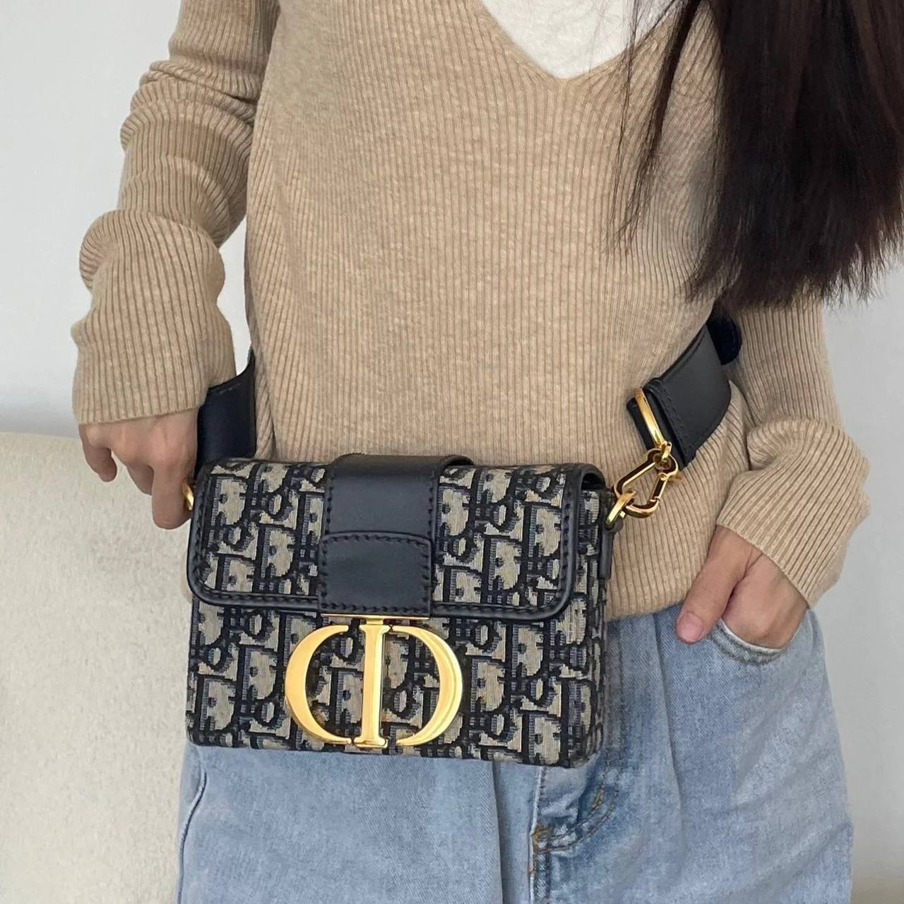 Dior Navy Oblique 30 Montaigne Box
