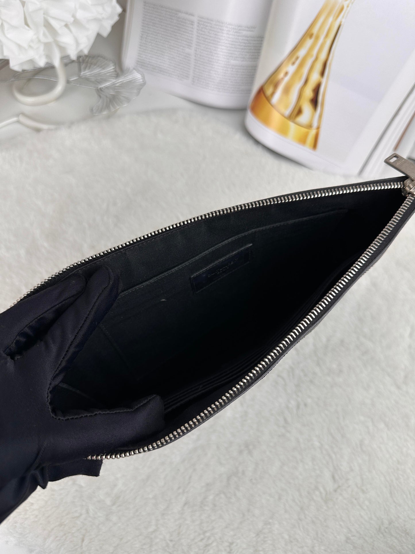 YSL Studded Leather Clutch Bag