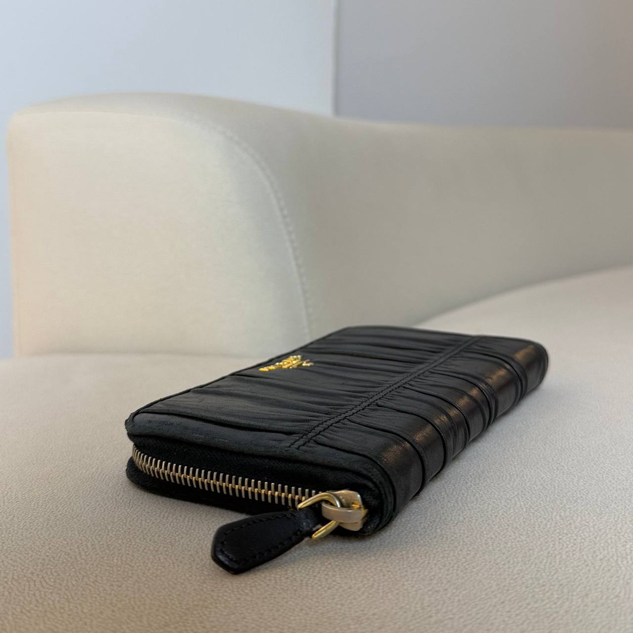 Prada Nappa Gaufre Zip Around Wallet