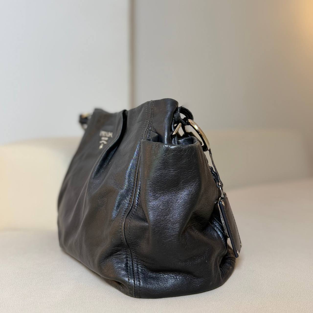 Prada Soft Calfskin Side Pocket Hobo