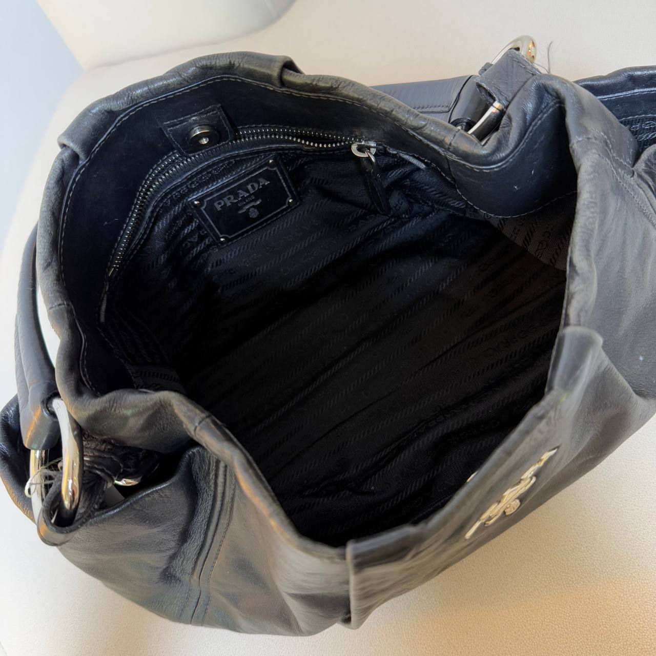 Prada Soft Calfskin Side Pocket Hobo