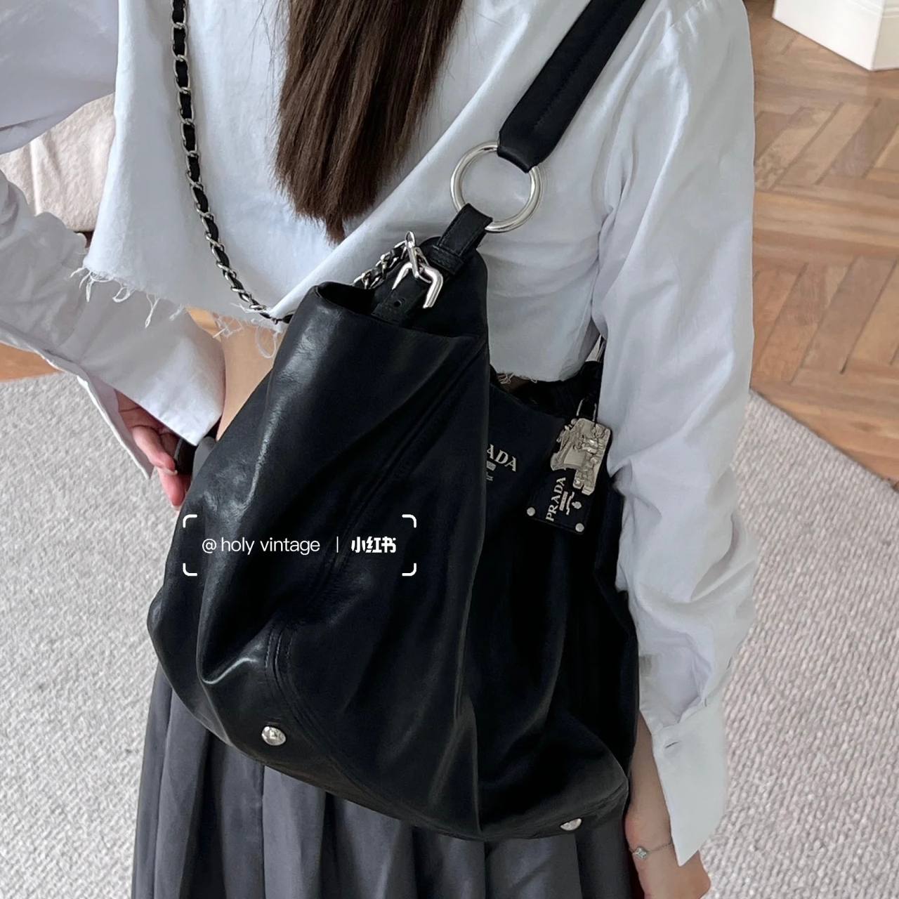 Prada Soft Calfskin Side Pocket Hobo