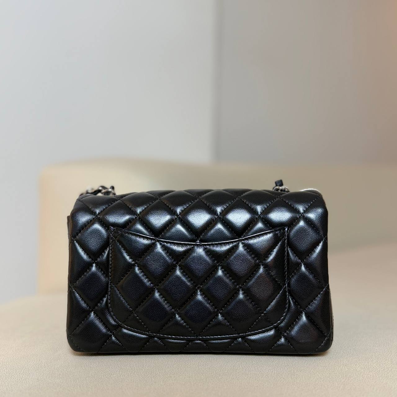 Chanel Classic Mini Flap SHW in Black Lambskin