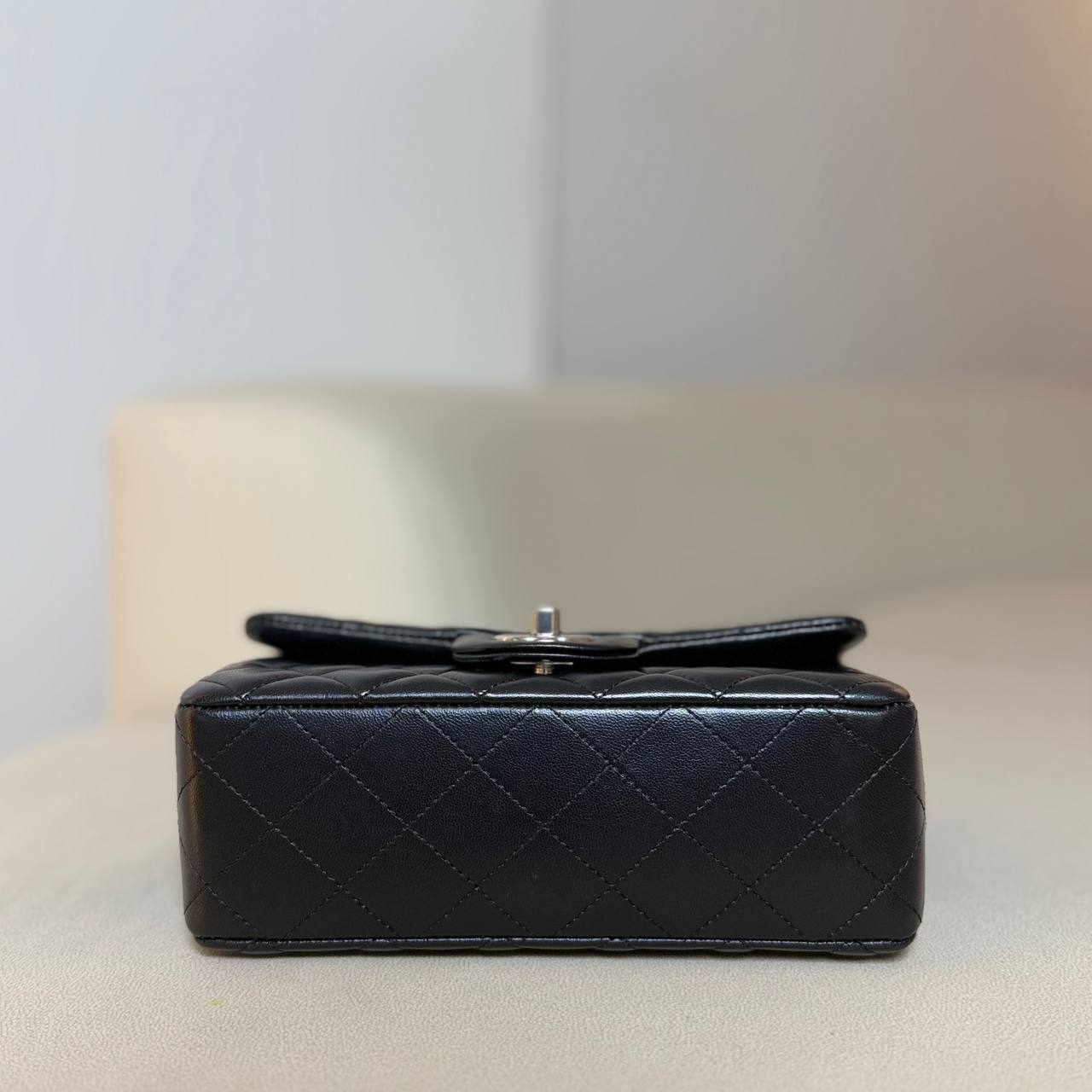 Chanel Classic Mini Flap SHW in Black Lambskin