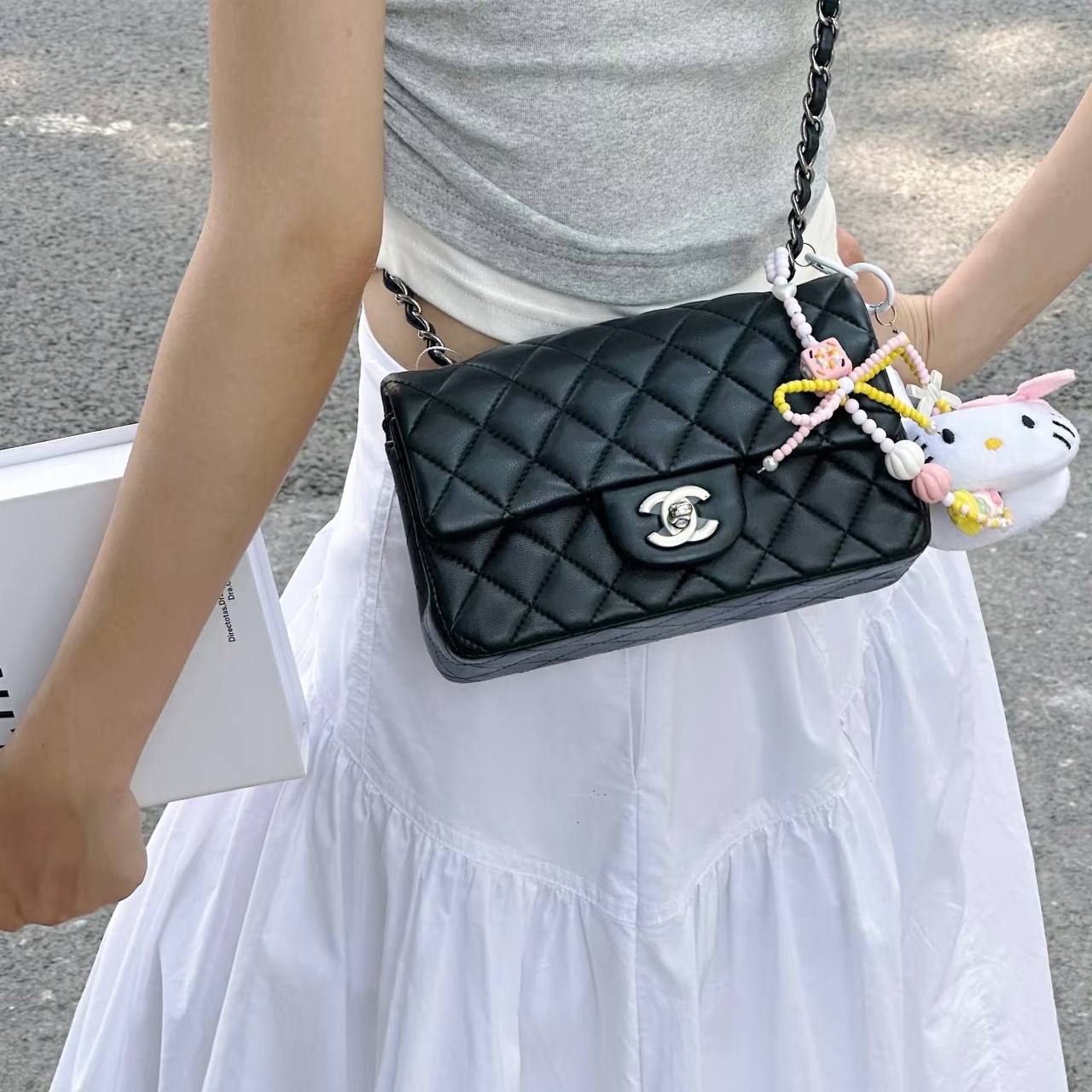 Chanel Classic Mini Flap SHW in Black Lambskin