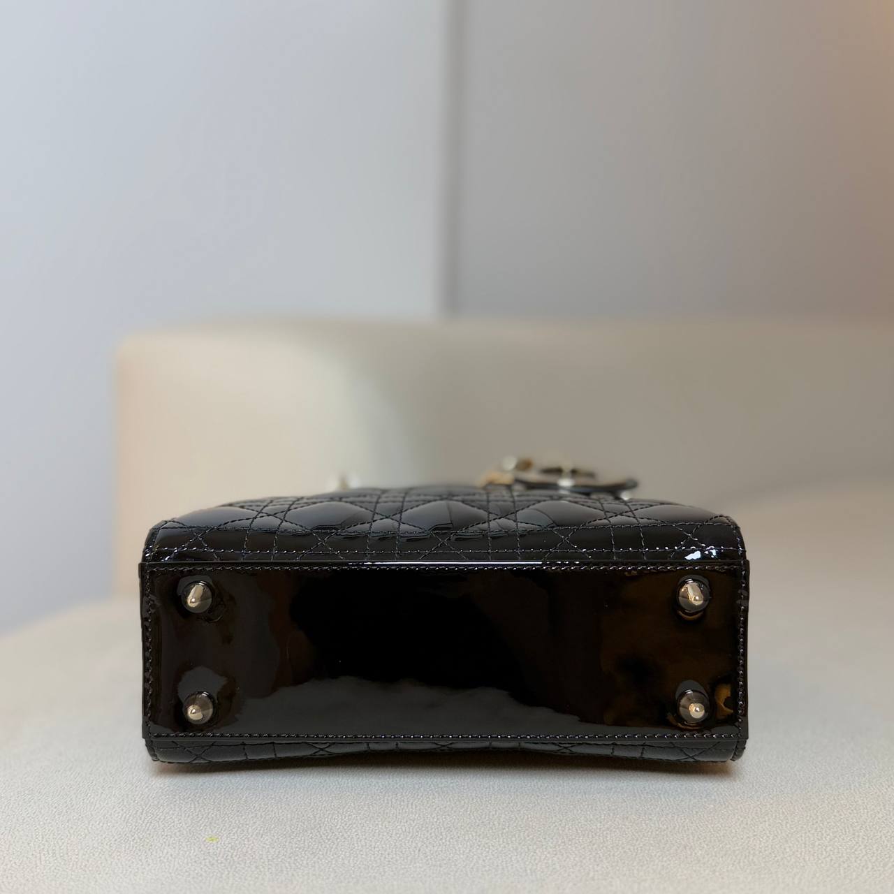 Lady Dior Small in Black Patent Cannage Calfskin