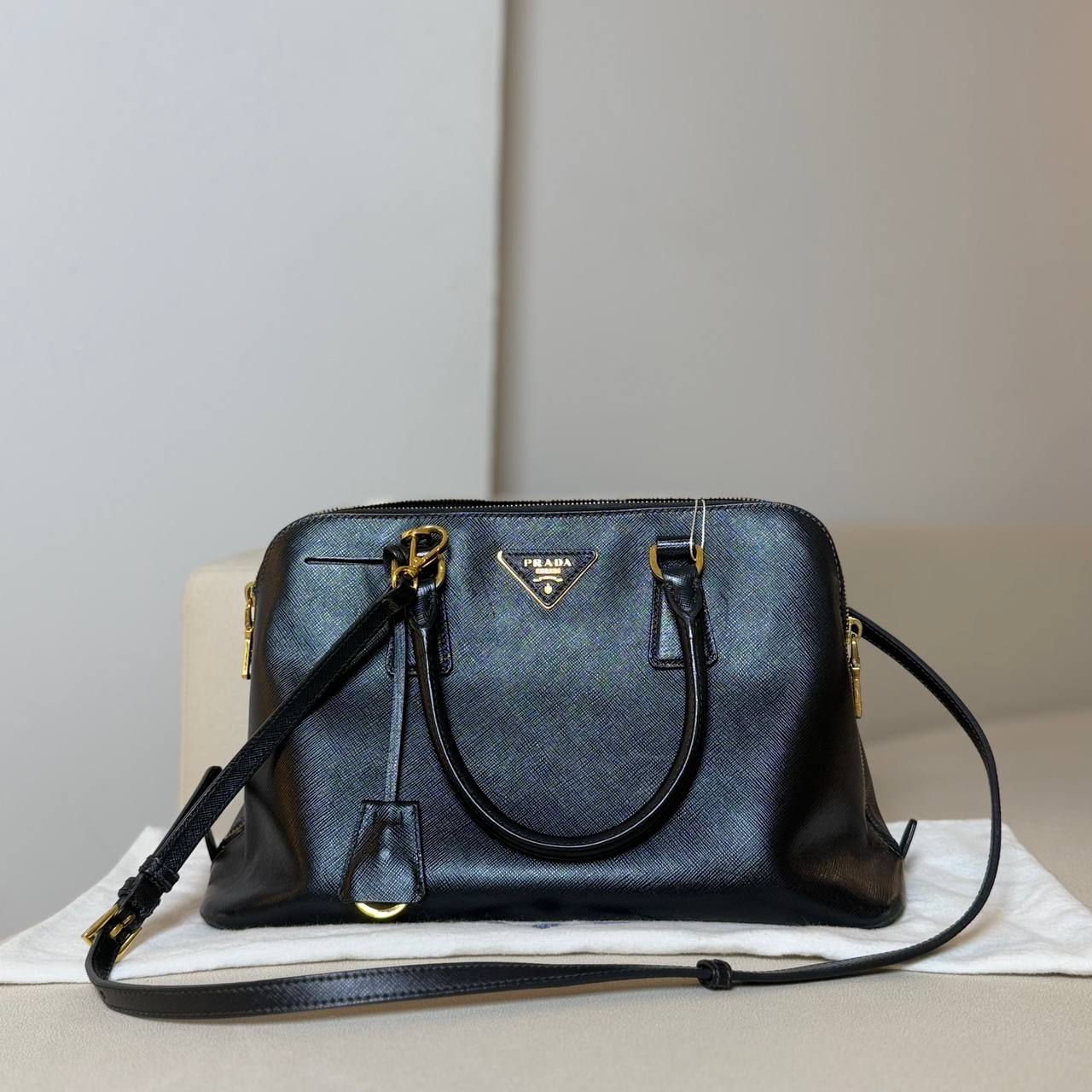 Prada Saffiano Vernice Promenade Leather Bag