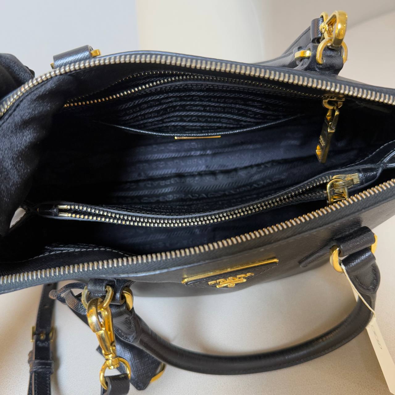 Prada Saffiano Vernice Promenade Leather Bag