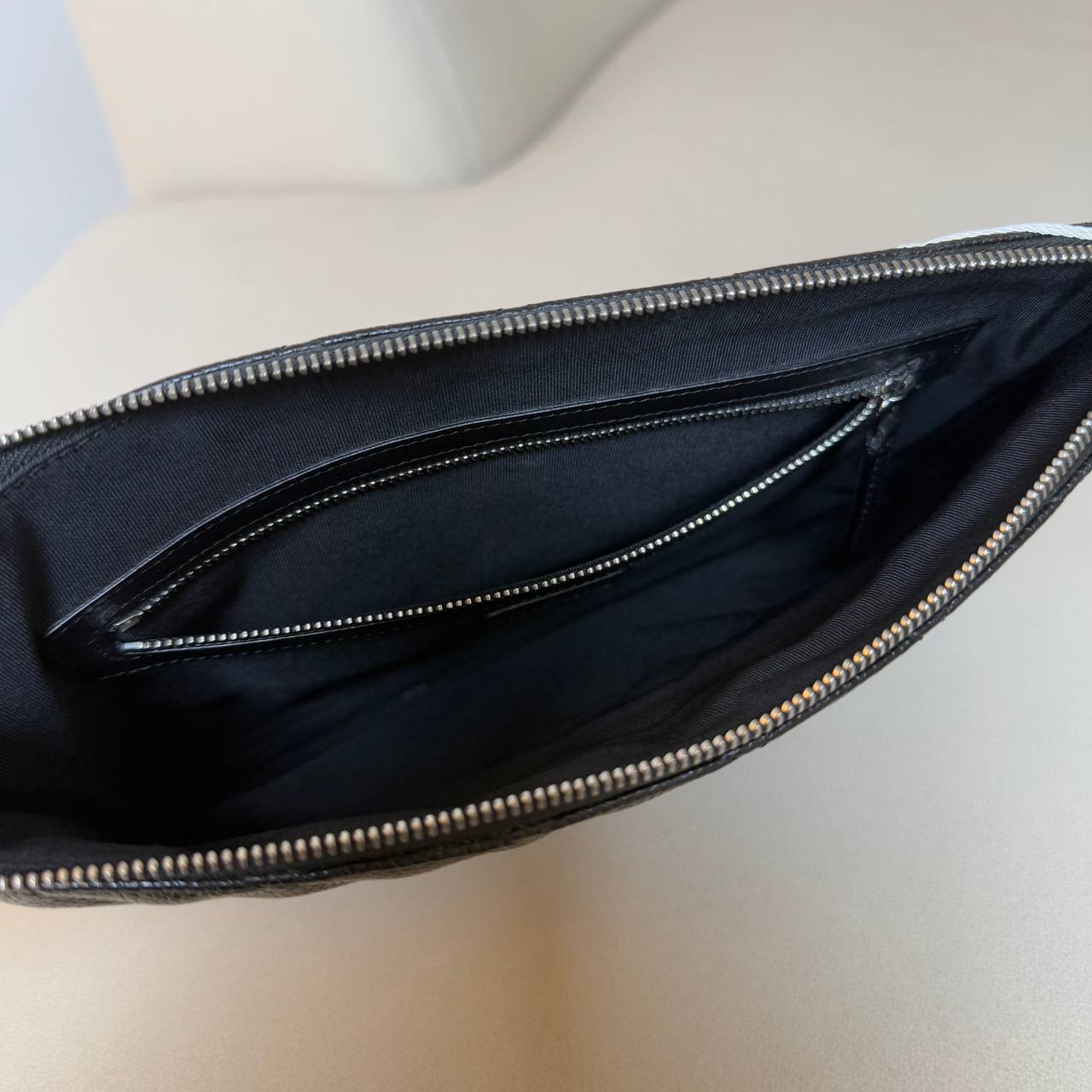 Chanel Black Quilted Caviar Leather Medium Clutch