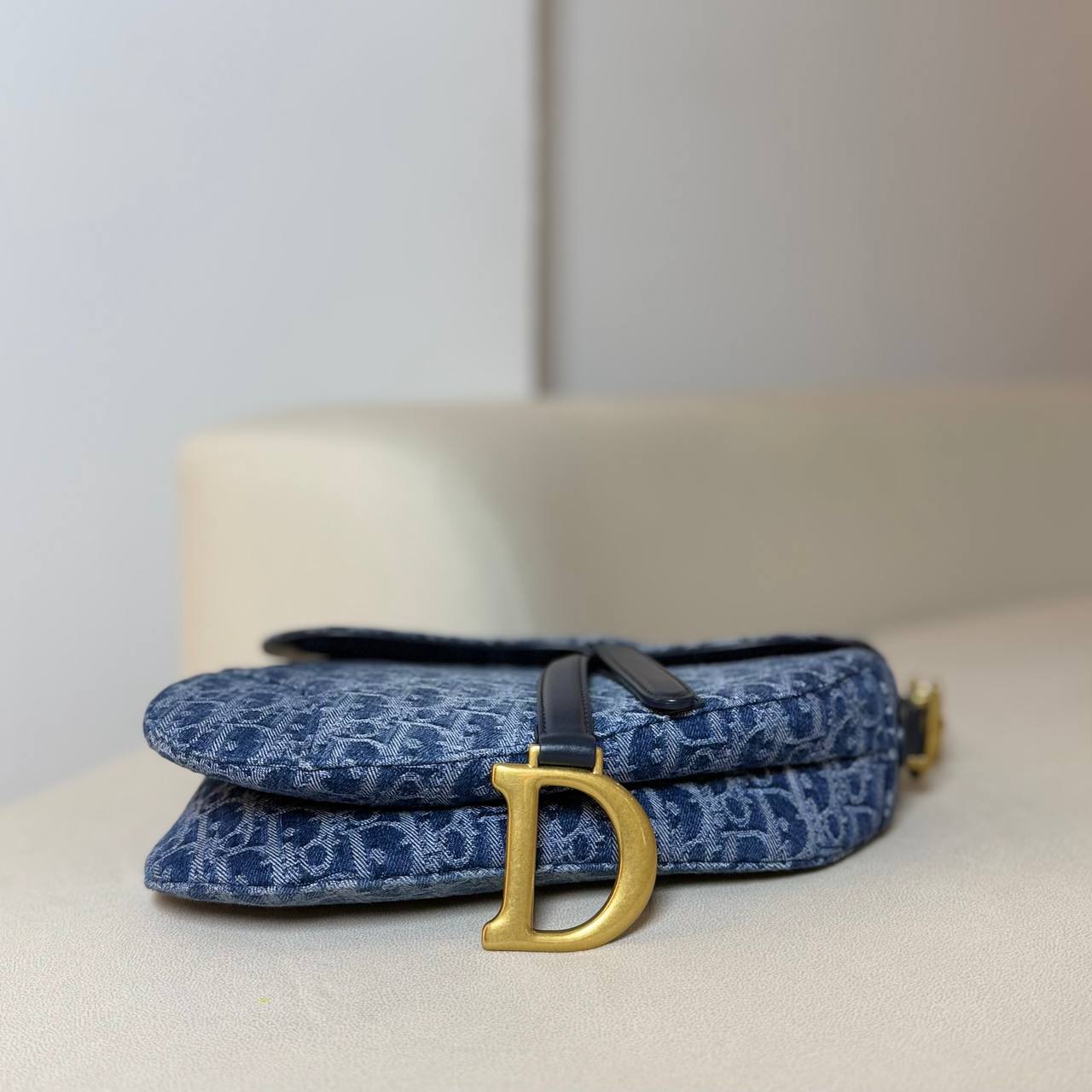 Dior Saddle Bag with Strap Blue Denim