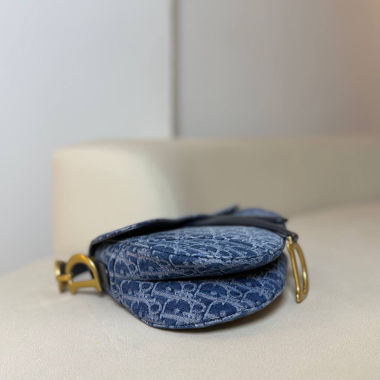 Dior Saddle Bag with Strap Blue Denim