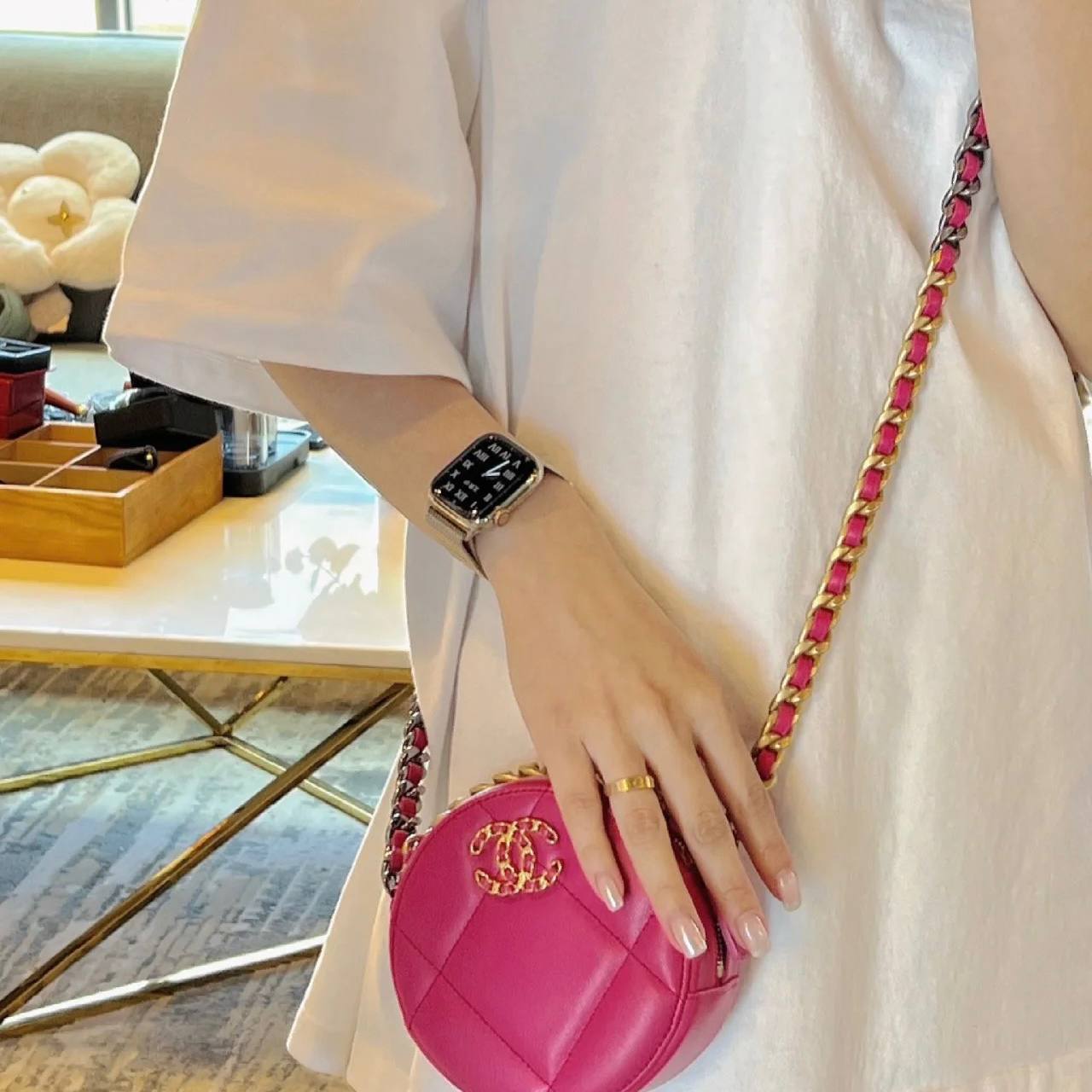Chanel 19 Round Clutch Bag
