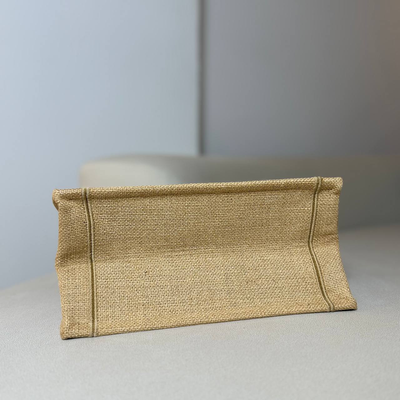 Dior Book Small Tote Embroidered Jute Beige