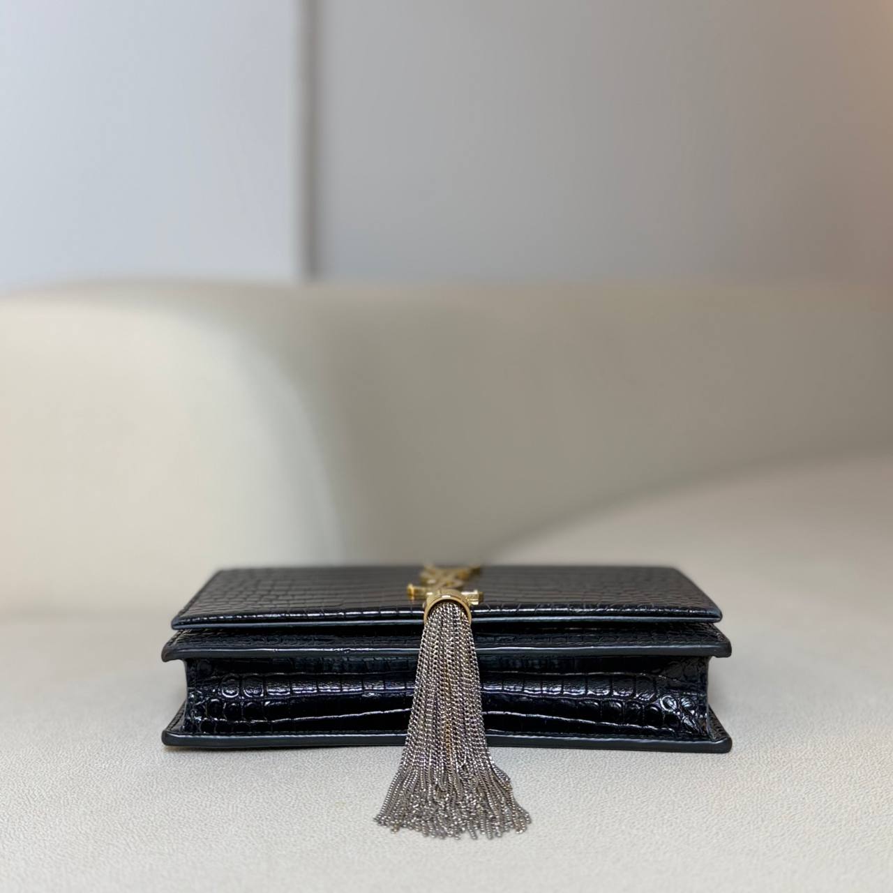 Saint Laurent Crocodile Embossed Kate Tassel Small