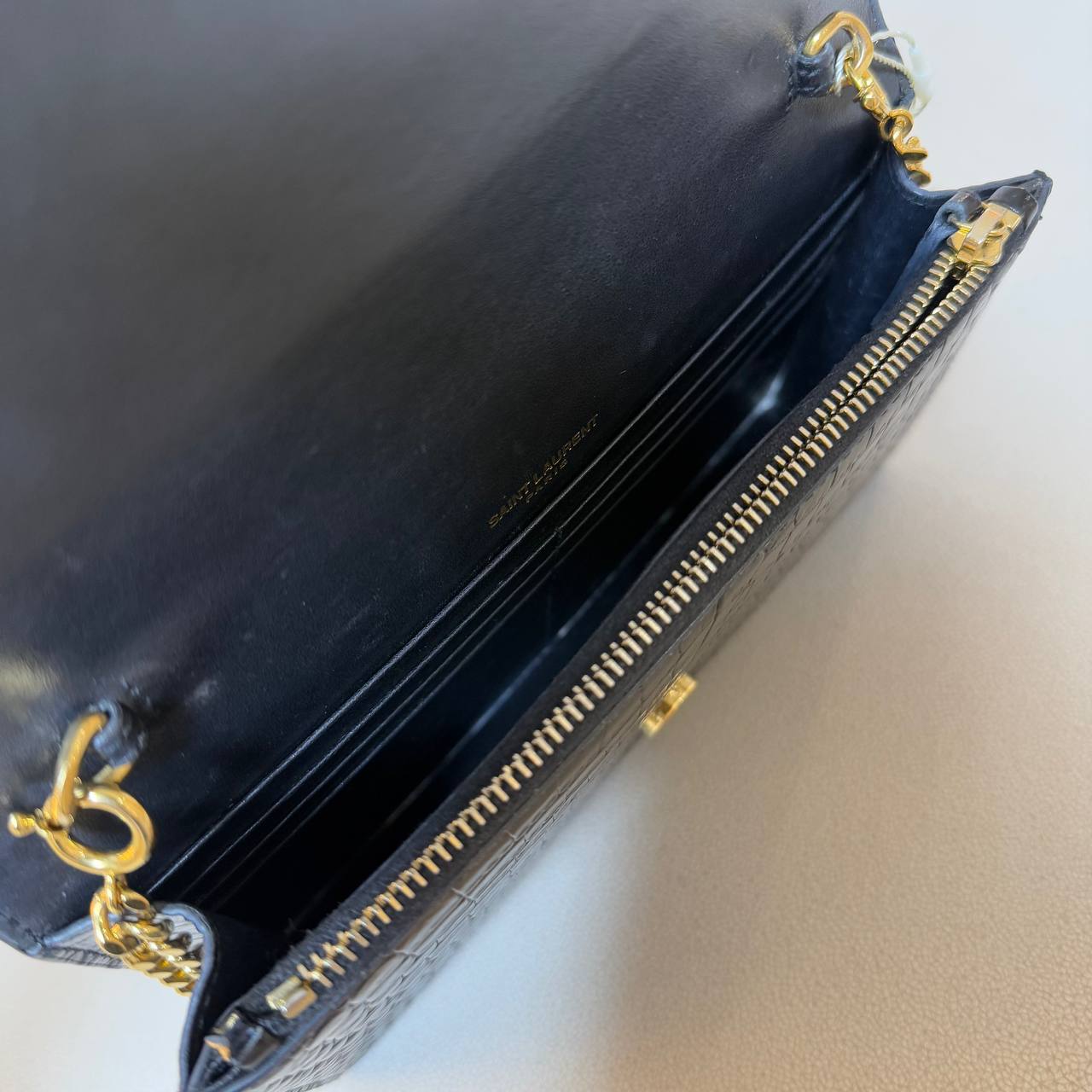 Saint Laurent Crocodile Embossed Kate Tassel Small