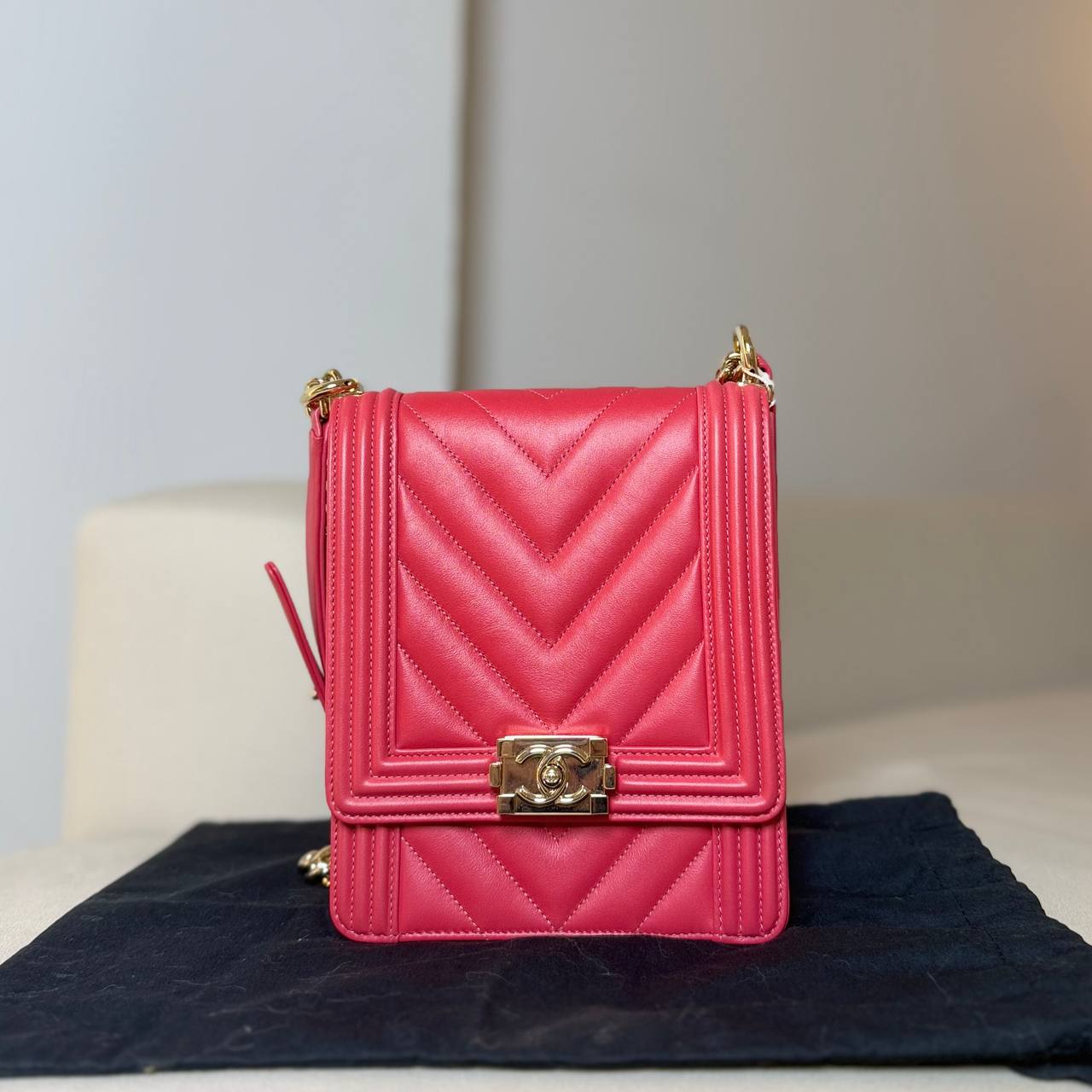 Chanel Chevron North South Boy Flap Bag