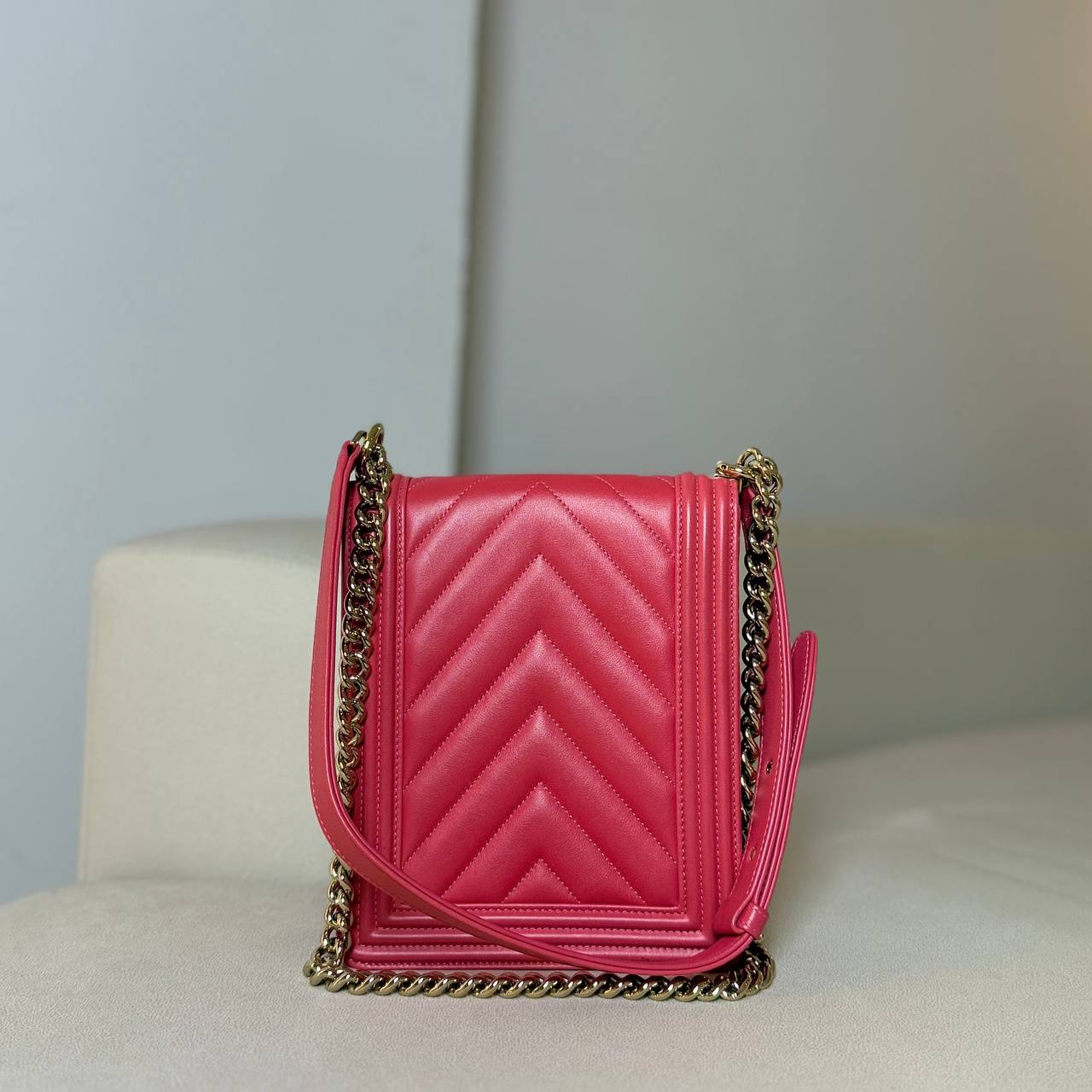 Chanel Chevron North South Boy Flap Bag