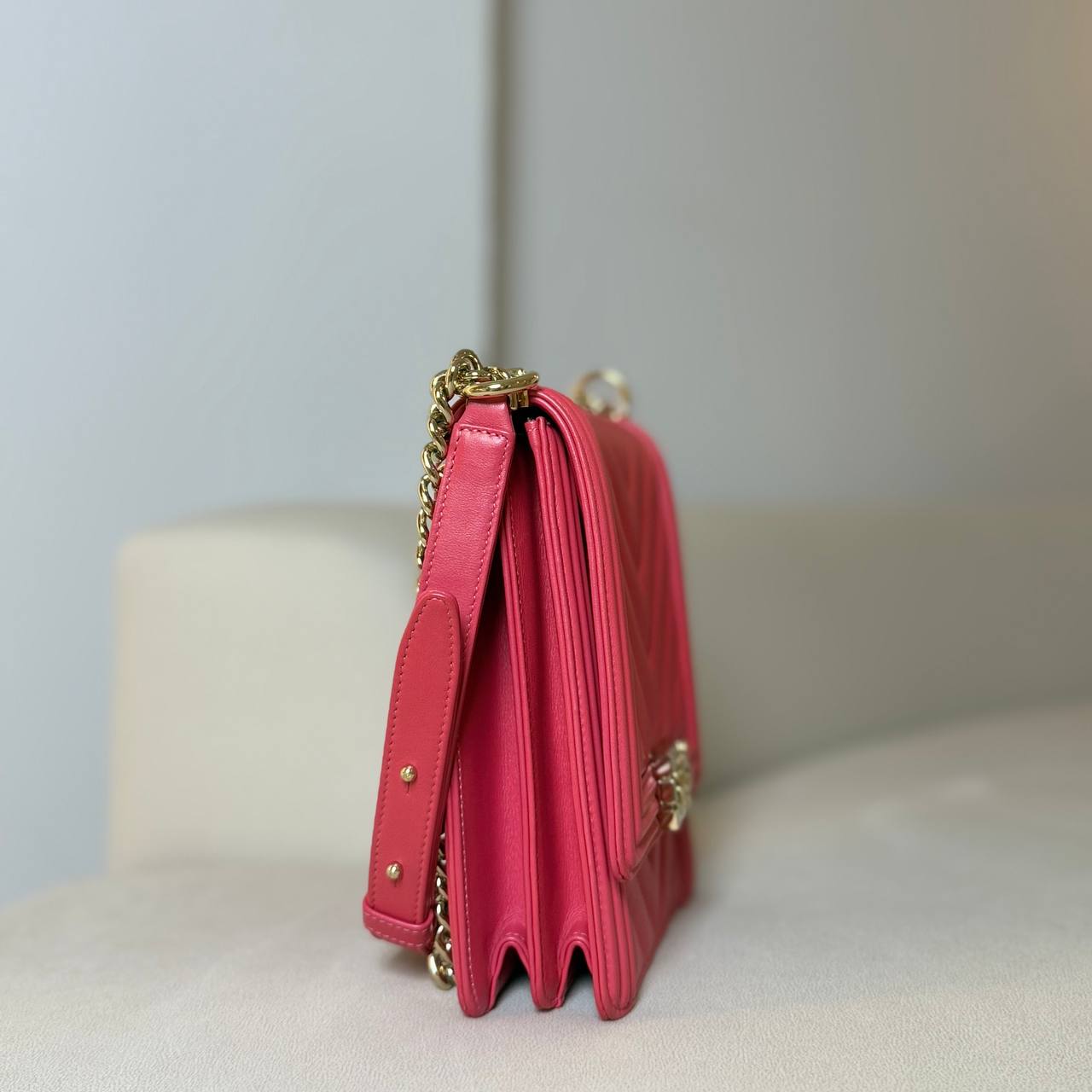 Chanel Chevron North South Boy Flap Bag