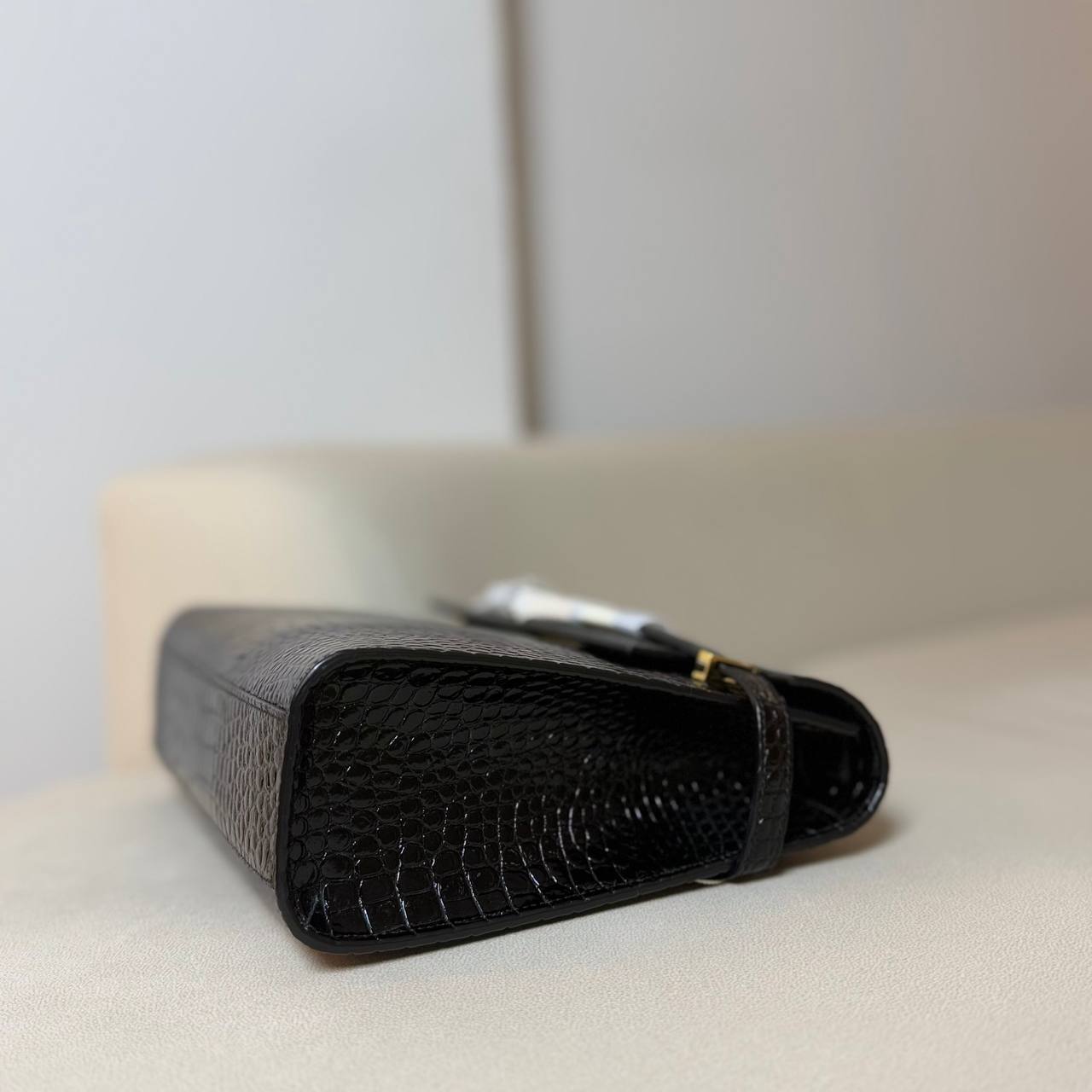 Saint Laurent Manhattan in Crocodile-Embossed Shiny Leather