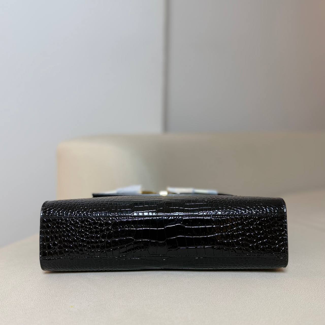 Saint Laurent Manhattan in Crocodile-Embossed Shiny Leather