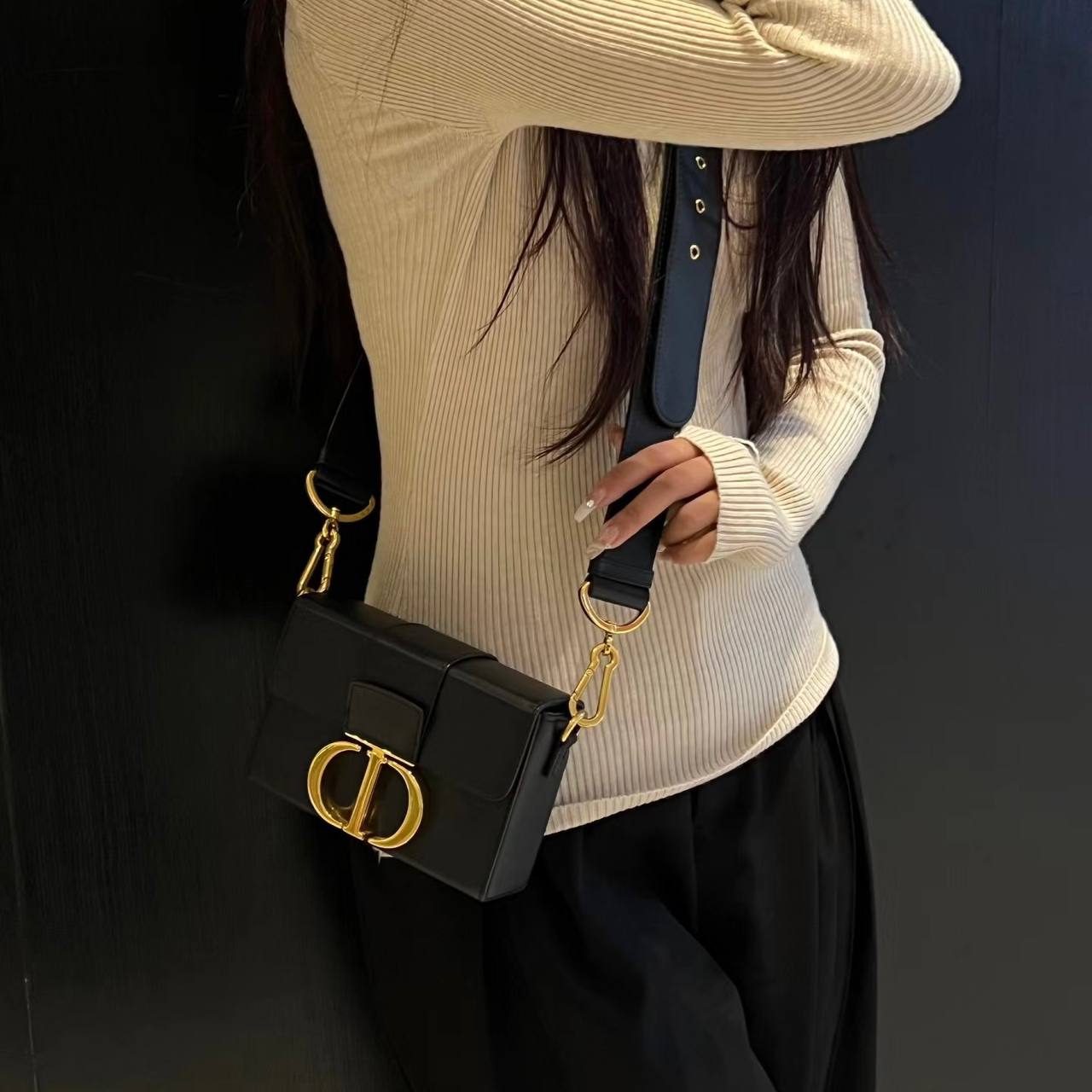 EDIT Dior Black Calfskin 30 Montaigne Box