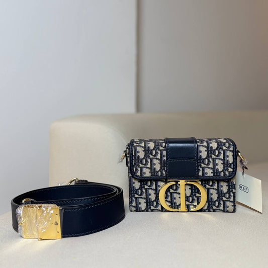 Dior Navy Oblique 30 Montaigne Box