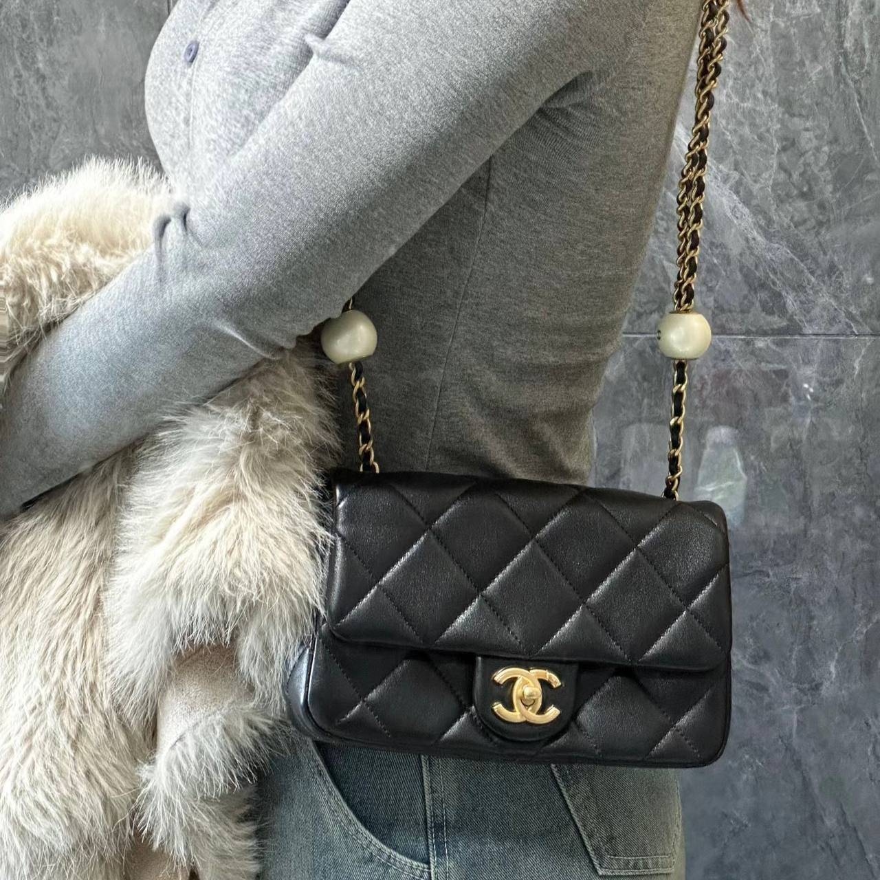 Chanel 24s Double Pearl Mini CF