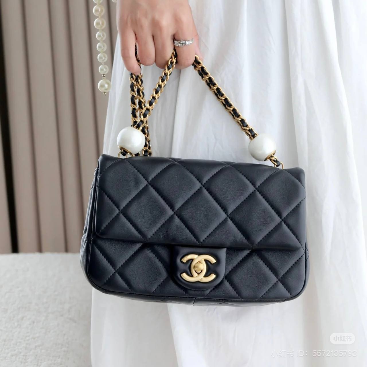 Chanel 24s Double Pearl Mini CF