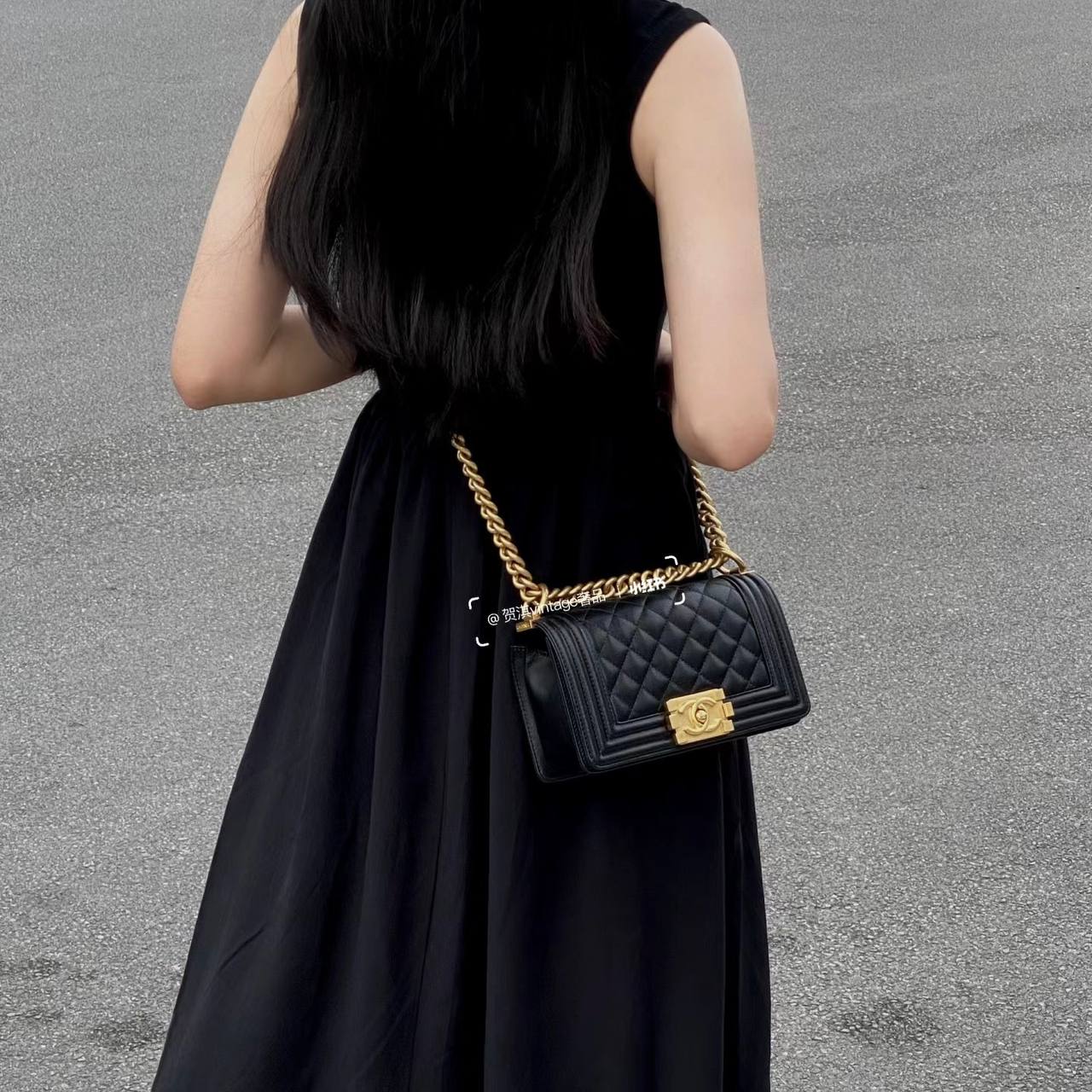 Chanel 24P Mini Black Lambskin Pearl Chain GHW
