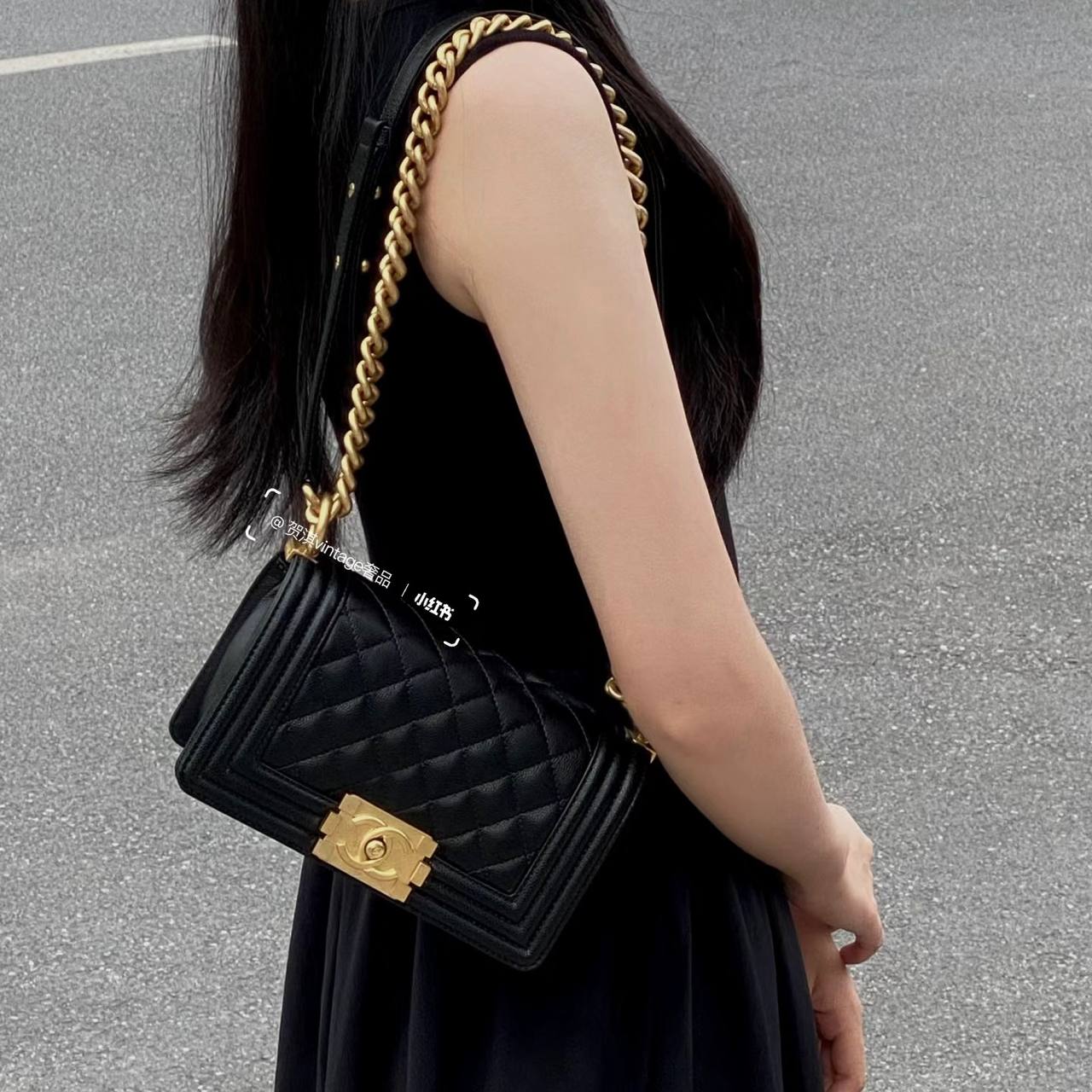 Chanel 24P Mini Black Lambskin Pearl Chain GHW