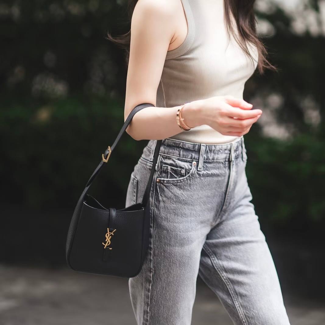 Saint Laurent Le 5 à 7 Supple Baby in Grained Leather
