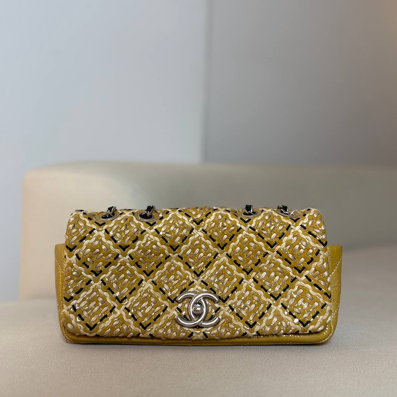 Chanel Flap Bag Woven Stitch Patent