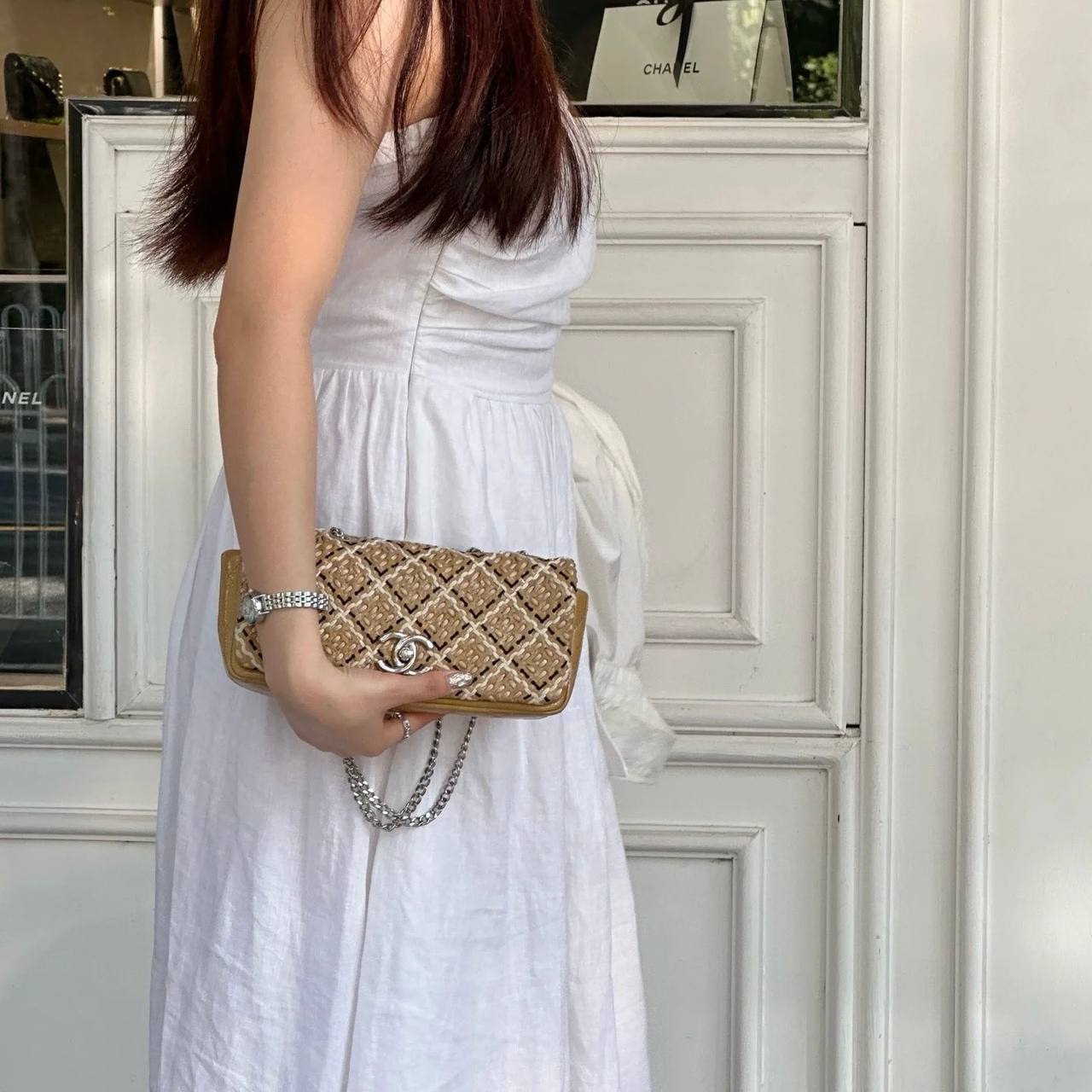 Chanel Flap Bag Woven Stitch Patent