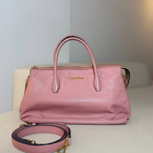 Miu Miu Madras Leather Tote Bag