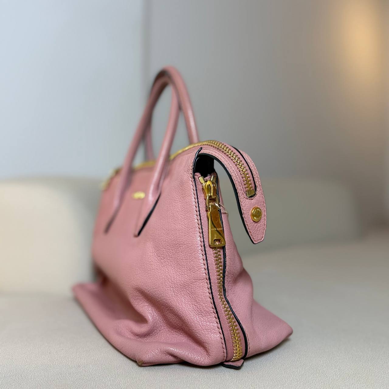 Miu Miu Madras Leather Tote Bag