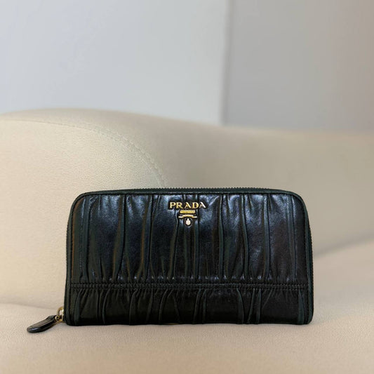Prada Nappa Gaufre Zip Around Wallet