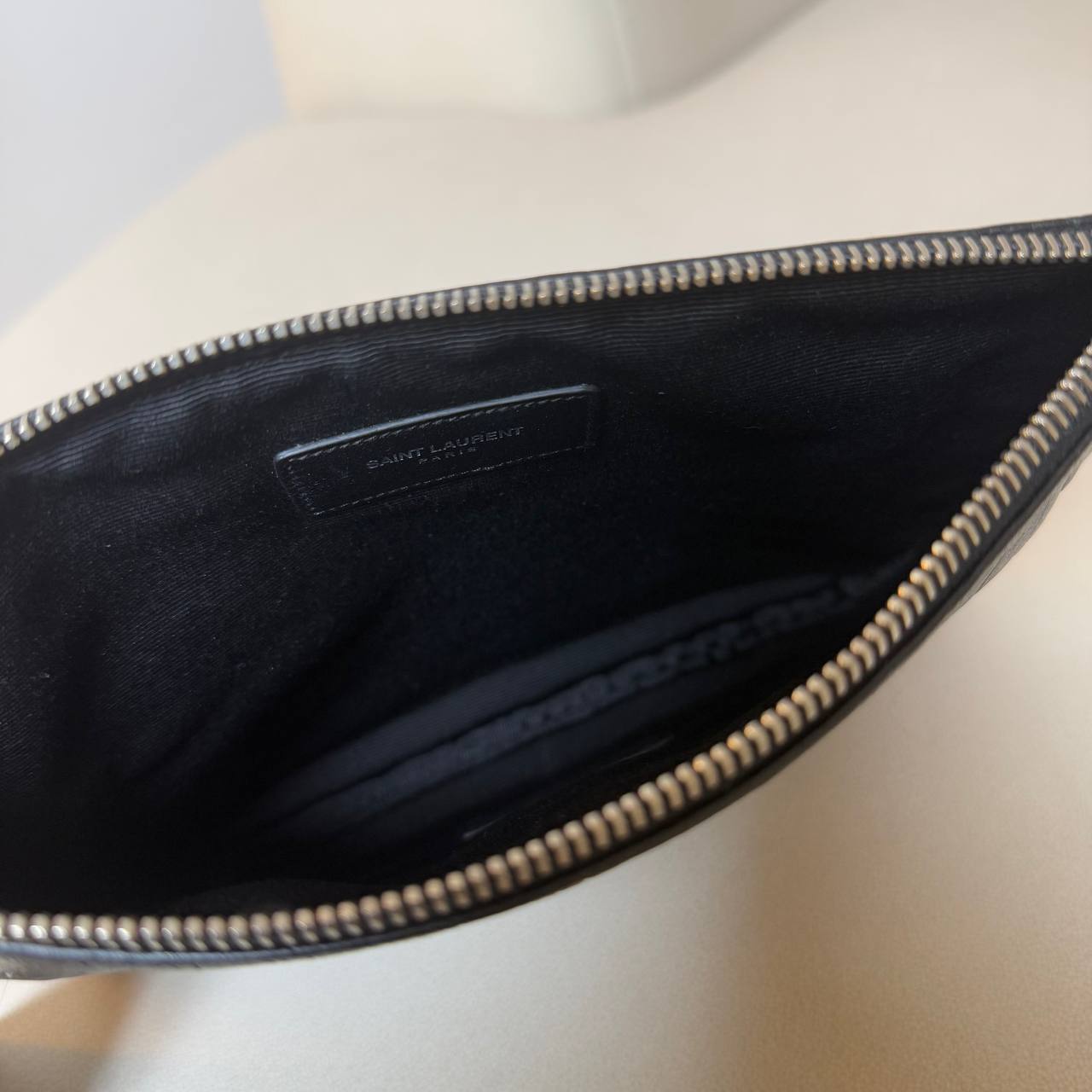 Saint Laurent Croc Embossed Leather Clutch
