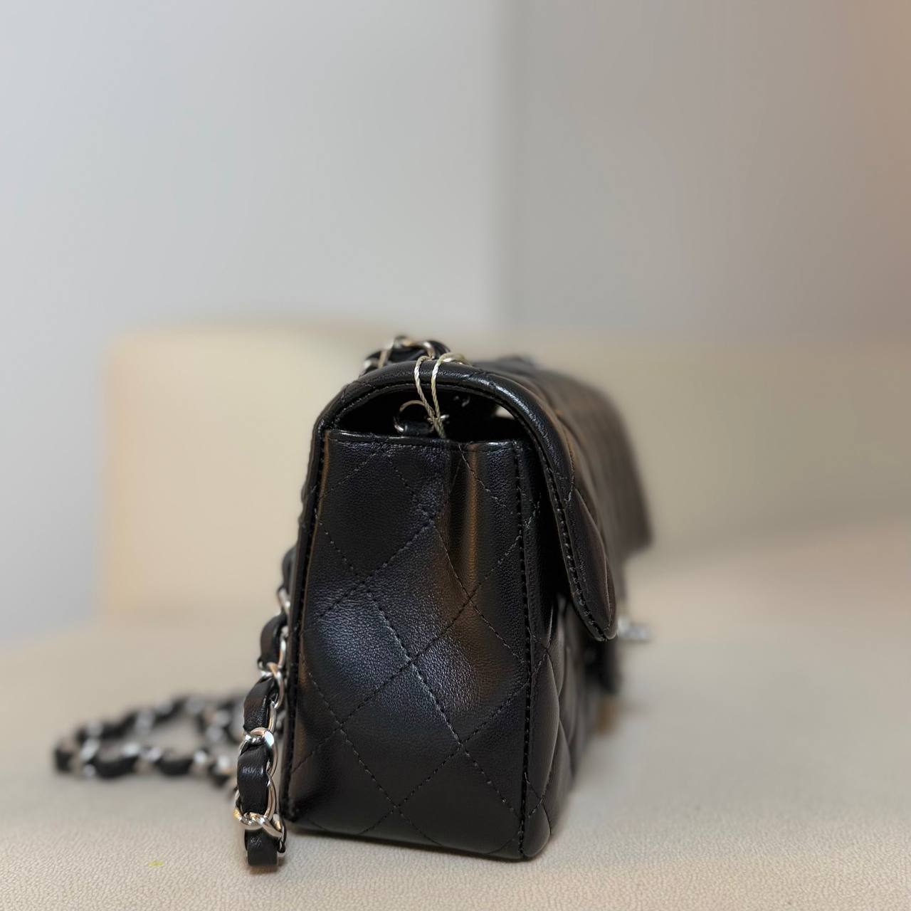 Chanel Classic Mini Flap SHW in Black Lambskin
