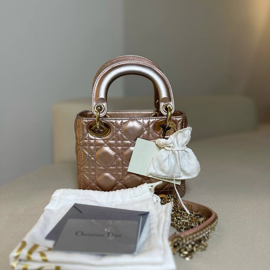 Mini Lady Dior Metallic Cannage Quilt