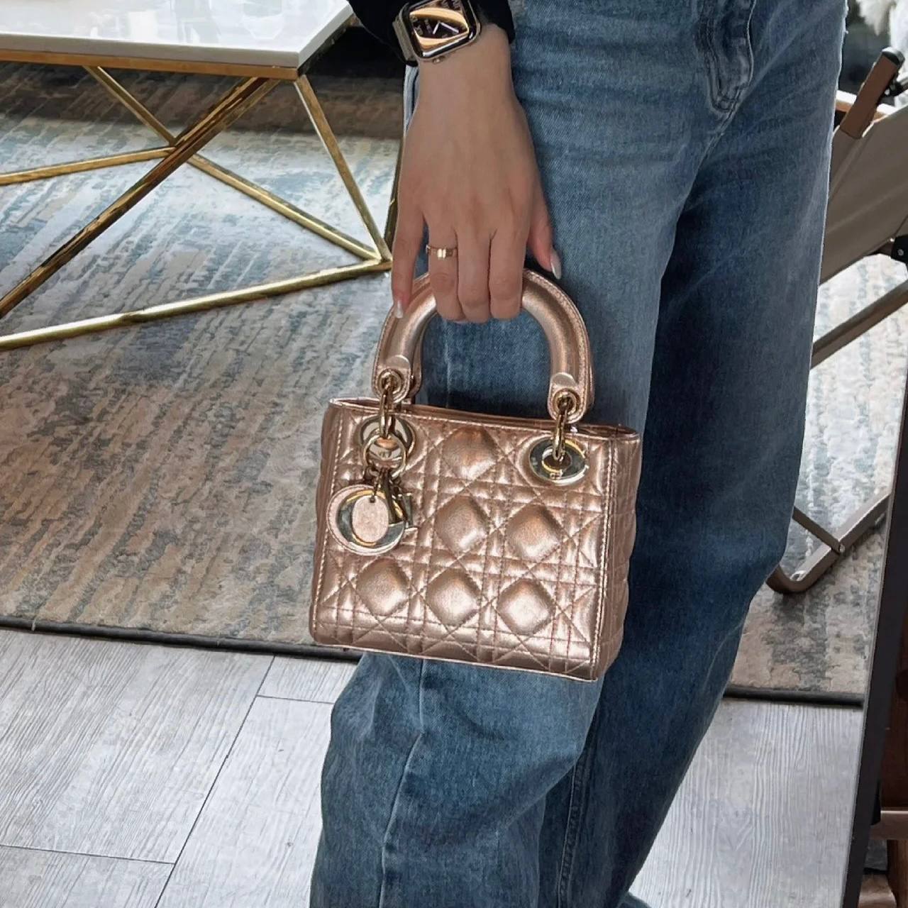 Mini Lady Dior Metallic Cannage Quilt