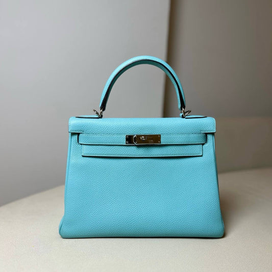 Hermès Kelly 28 Blue Atoll Togo Leather