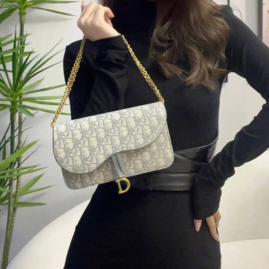 Dior Medium Saddle Pouch with Chain