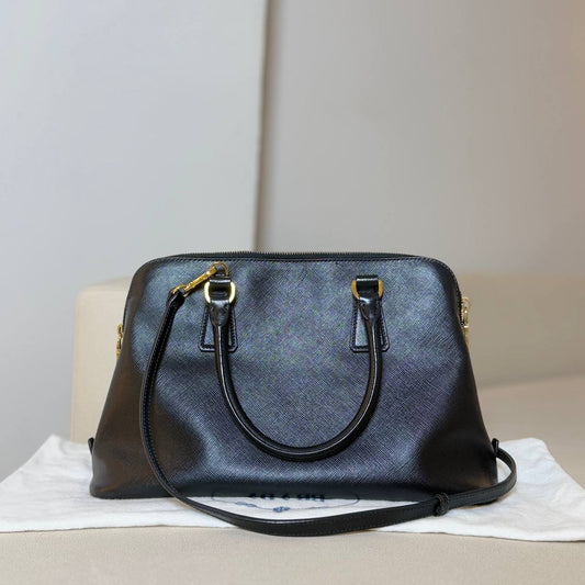 Prada Saffiano Vernice Promenade Leather Bag