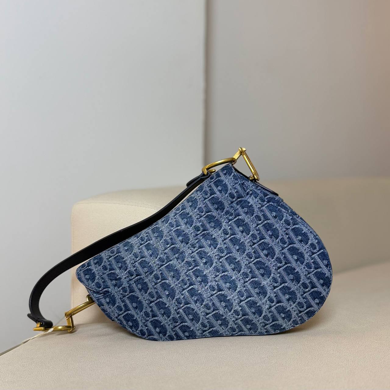 Dior Saddle Bag with Strap Blue Denim