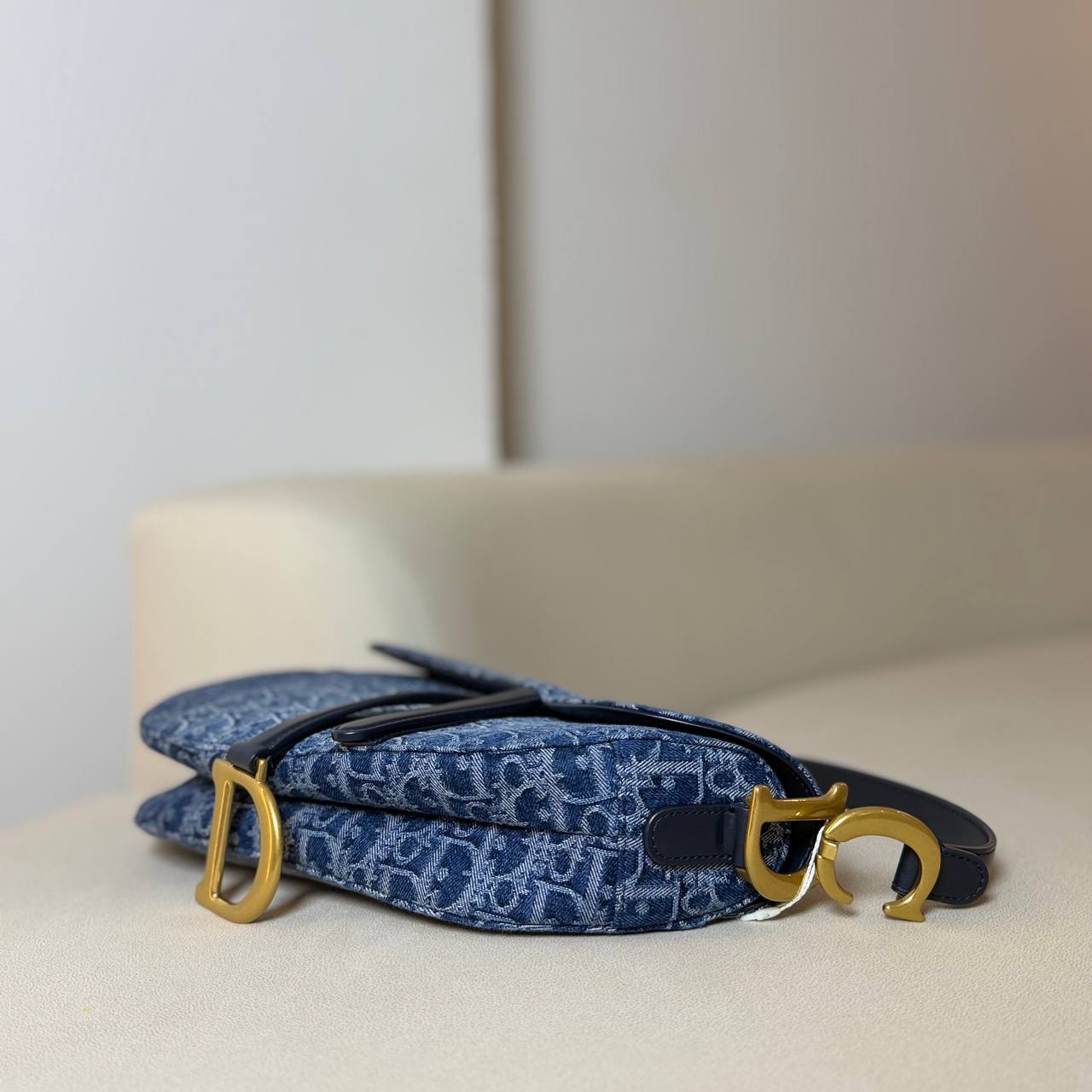 Dior Saddle Bag with Strap Blue Denim