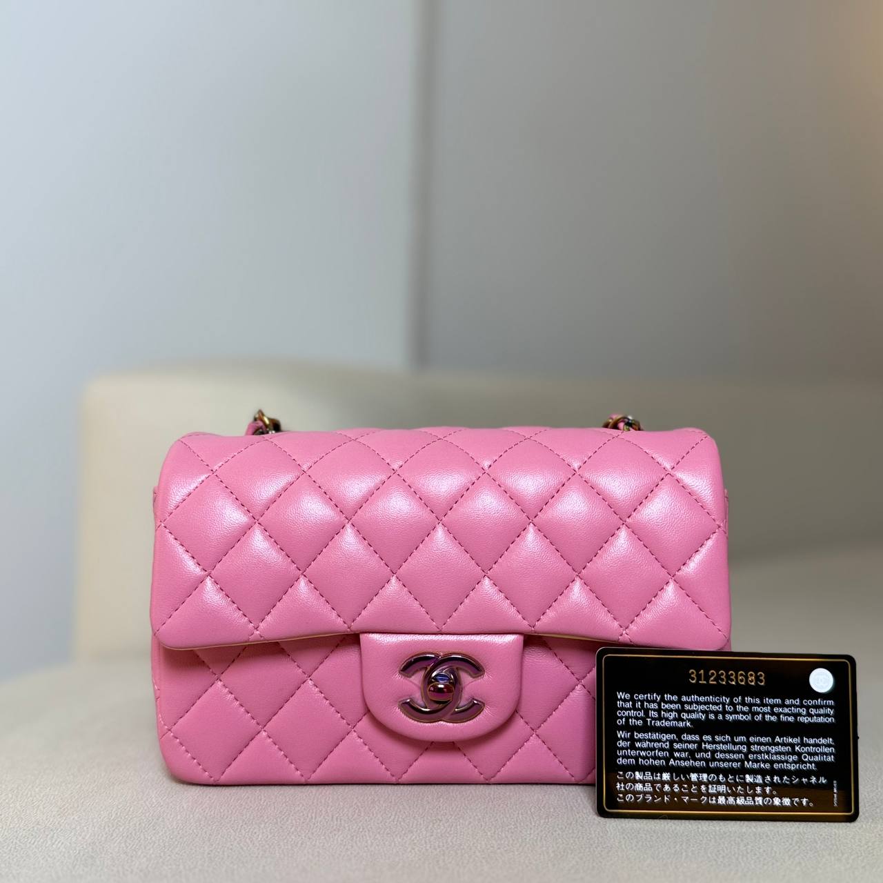 Chanel Classic Mini Flap Pink Yellow