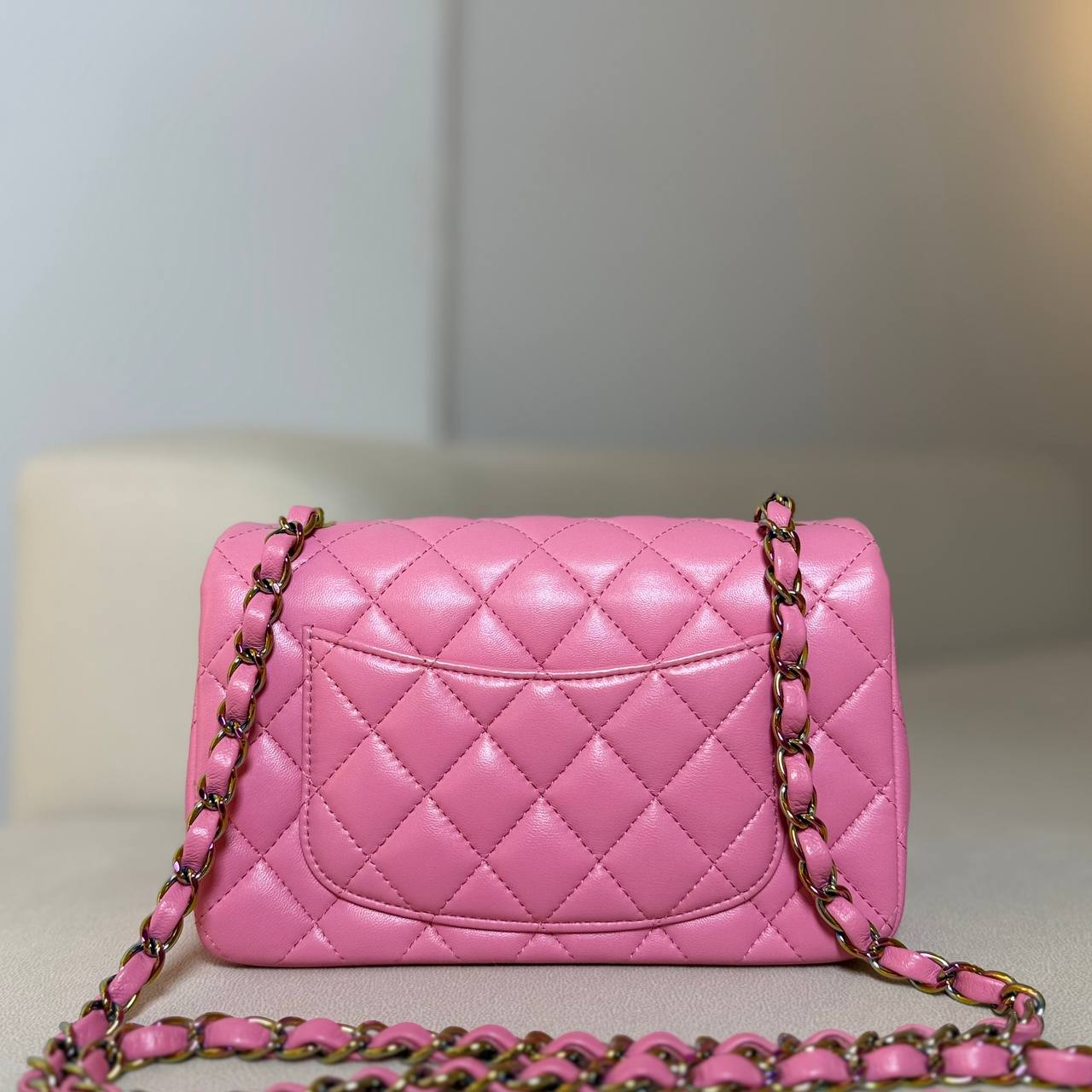 Chanel Classic Mini Flap Pink Yellow