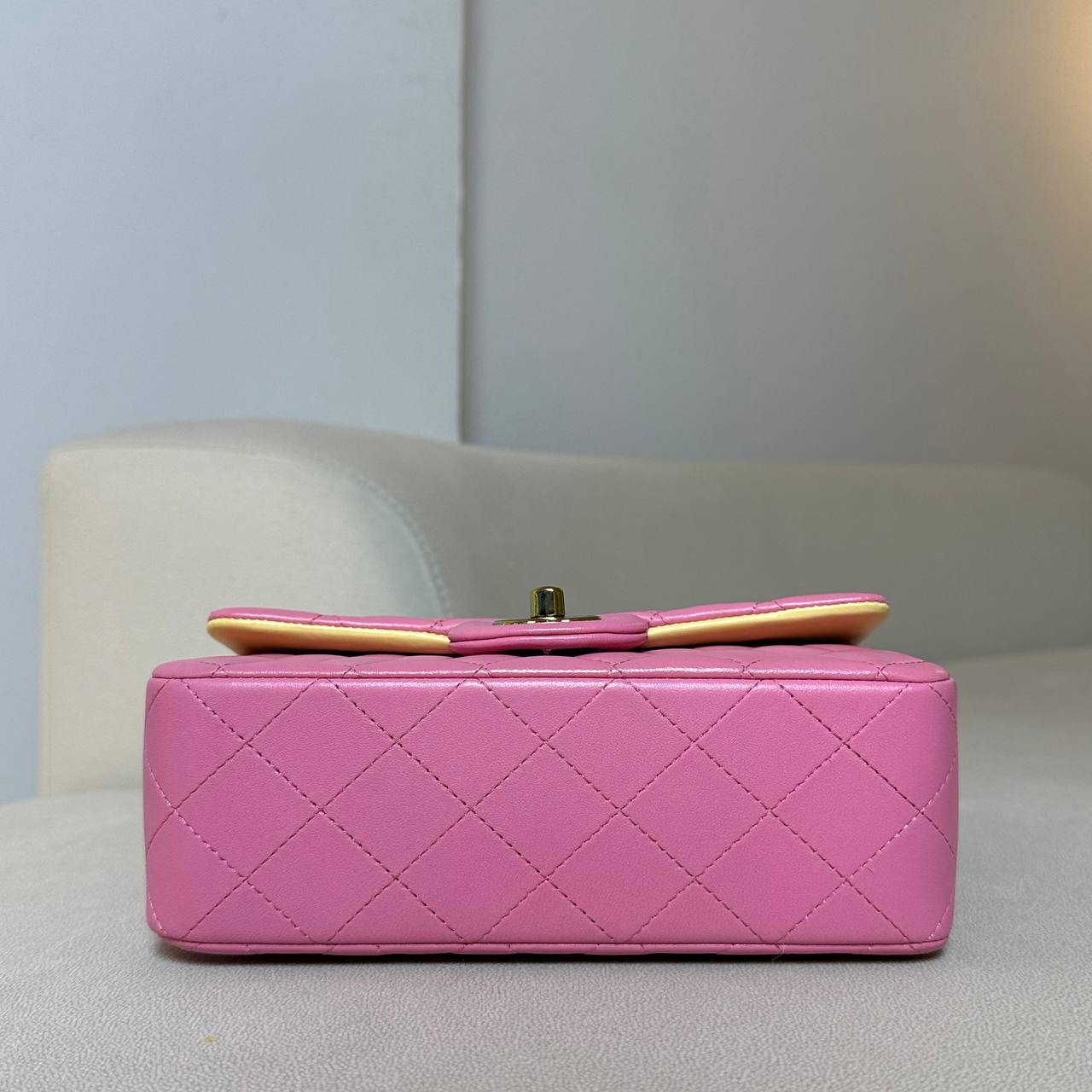 Chanel Classic Mini Flap Pink Yellow