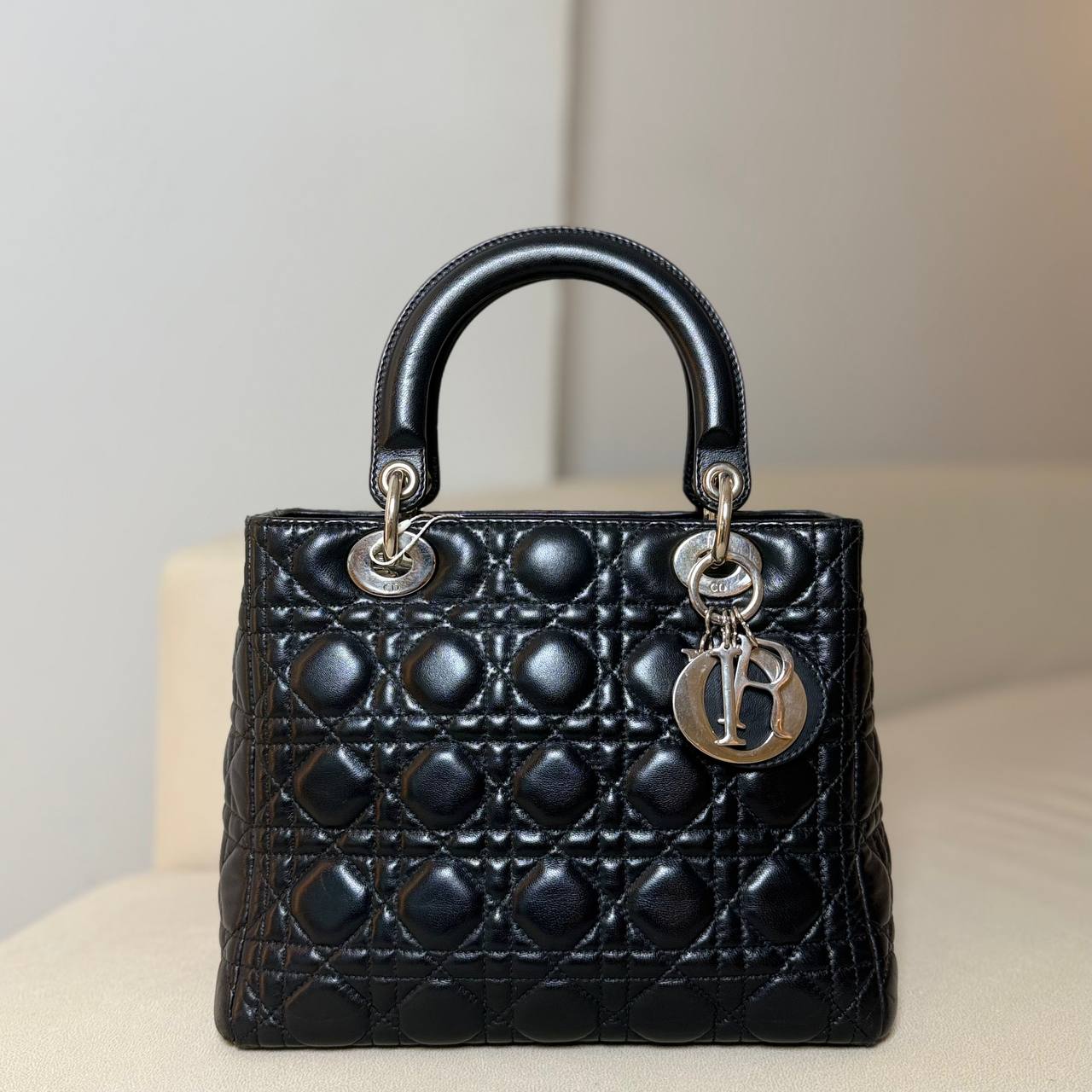 Lady Dior Medium in Black Cannage Lambskin SHW